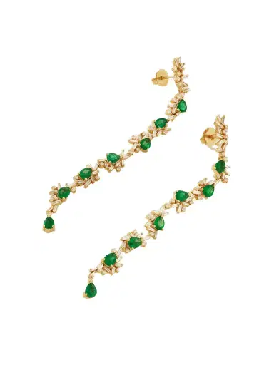 Suzanne Kalan 18-karat Gold, Diamond And Emerald Earrings | Thumbnail 1 Suzanne Kalan 18-karat Gold, Diamond And Emerald Earrings | Thumbnail 1