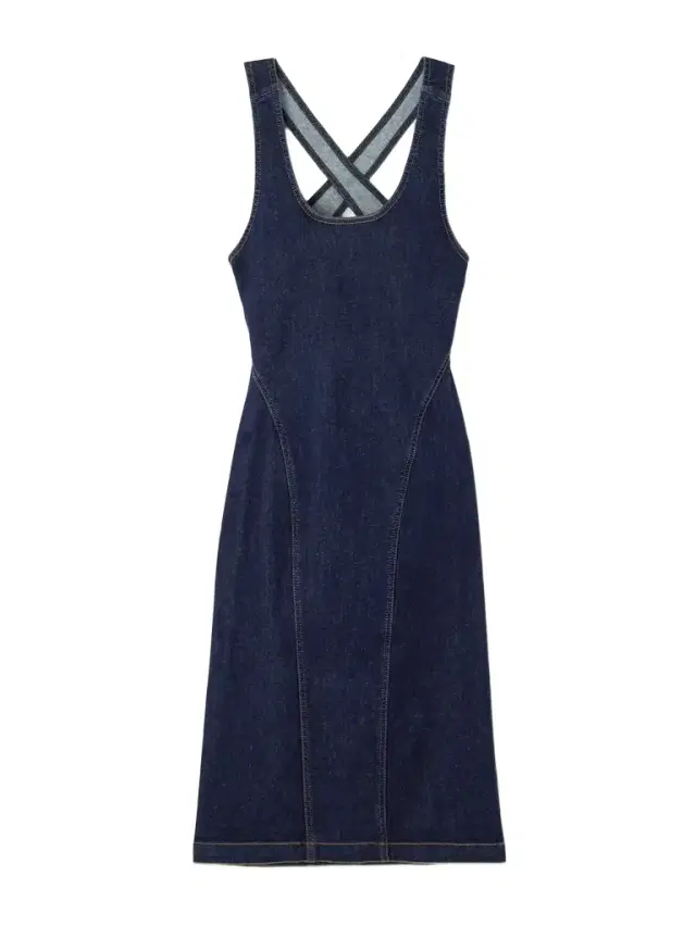 Paneled Denim Midi Dress