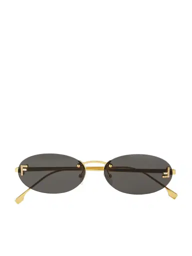 FENDI EYEWEAR Rimless Oval-frame Crystal-embellished Gold-tone Sunglasses | Thumbnail 1 FENDI EYEWEAR Rimless Oval-frame Crystal-embellished Gold-tone Sunglasses | Thumbnail 1