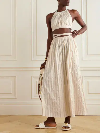 Chloé Cutout Striped Cotton And Silk-blend Maxi Dress | Thumbnail 2 Chloé Cutout Striped Cotton And Silk-blend Maxi Dress | Thumbnail 2