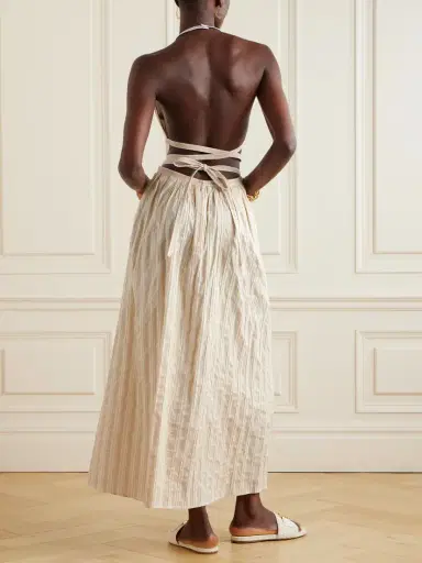 Chloé Cutout Striped Cotton And Silk-blend Maxi Dress | Thumbnail 3 Chloé Cutout Striped Cotton And Silk-blend Maxi Dress | Thumbnail 3