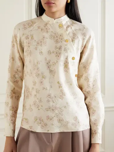 Loro Piana Klara Floral-print Linen And Cotton-blend Twill Blouse | Thumbnail 3 Loro Piana Klara Floral-print Linen And Cotton-blend Twill Blouse | Thumbnail 3