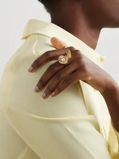 Mateo Lady Venus 14-karat Gold, Diamond And Pearl Ring | Thumbnail 2 Mateo Lady Venus 14-karat Gold, Diamond And Pearl Ring | Thumbnail 2