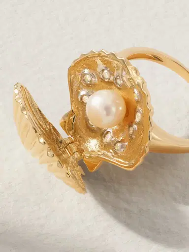 Mateo Lady Venus 14-karat Gold, Diamond And Pearl Ring | Thumbnail 4 Mateo Lady Venus 14-karat Gold, Diamond And Pearl Ring | Thumbnail 4