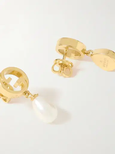 Gucci Blondie Gold-tone, Faux Pearl And Crystal Earrings | Thumbnail 3 Gucci Blondie Gold-tone, Faux Pearl And Crystal Earrings | Thumbnail 3