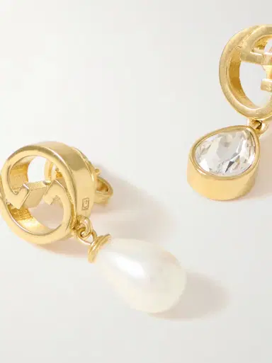 Gucci Blondie Gold-tone, Faux Pearl And Crystal Earrings | Thumbnail 4 Gucci Blondie Gold-tone, Faux Pearl And Crystal Earrings | Thumbnail 4
