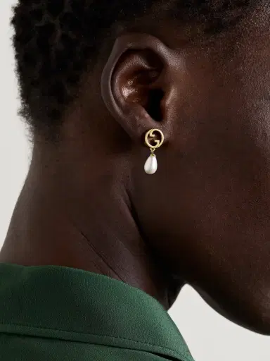 Gucci Blondie Gold-tone, Faux Pearl And Crystal Earrings | Thumbnail 5 Gucci Blondie Gold-tone, Faux Pearl And Crystal Earrings | Thumbnail 5