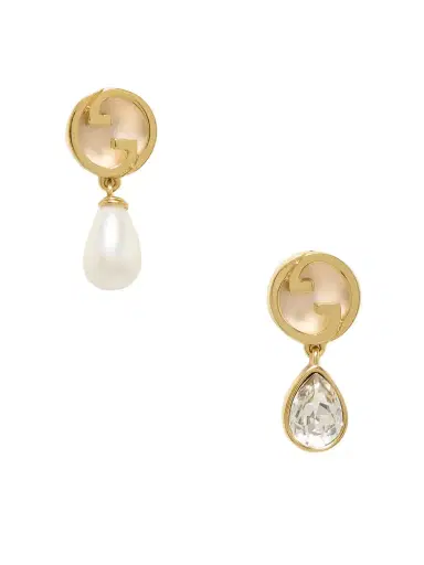 Gucci Blondie Gold-tone, Faux Pearl And Crystal Earrings | Thumbnail 1 Gucci Blondie Gold-tone, Faux Pearl And Crystal Earrings | Thumbnail 1