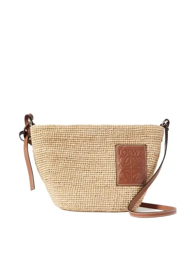 + Paula's Ibiza Pochette Leather-trimmed Woven Raffia Shoulder Bag