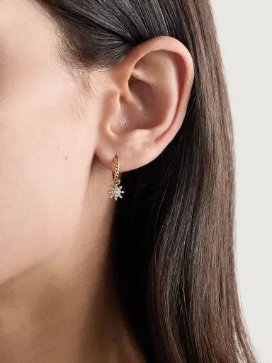 David Yurman Petite Starburst 18-karat Gold Diamond Hoop Earrings | Thumbnail 2 David Yurman Petite Starburst 18-karat Gold Diamond Hoop Earrings | Thumbnail 2