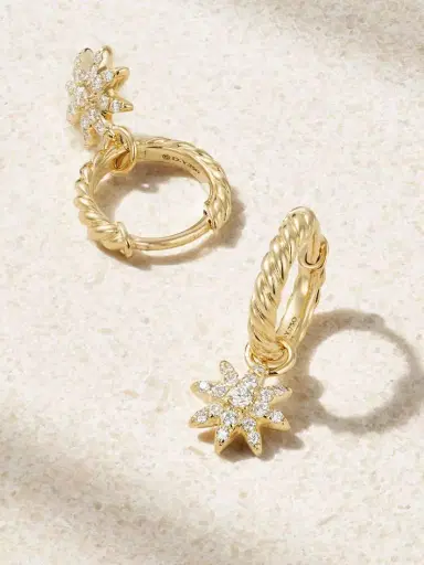 David Yurman Petite Starburst 18-karat Gold Diamond Hoop Earrings | Thumbnail 3 David Yurman Petite Starburst 18-karat Gold Diamond Hoop Earrings | Thumbnail 3