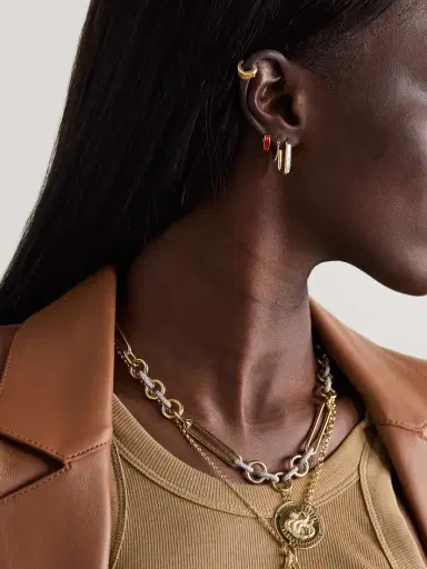 Foundrae Initial 18-karat Gold Diamond Single Hoop Earring | Thumbnail 5 Foundrae Initial 18-karat Gold Diamond Single Hoop Earring | Thumbnail 5