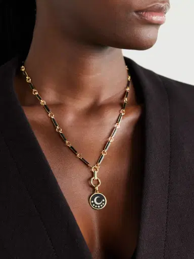Foundrae Crescent 18-karat Gold, Diamond And Enamel Pendant | Thumbnail 2 Foundrae Crescent 18-karat Gold, Diamond And Enamel Pendant | Thumbnail 2