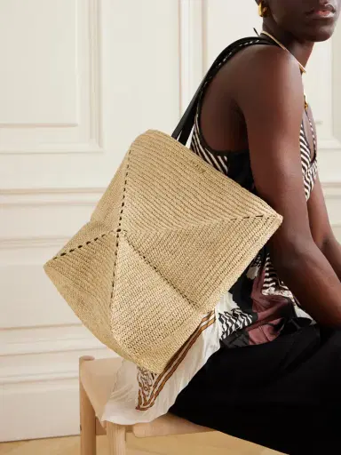 Loewe + Paula's Ibiza Puzzle Fold Medium Leather-trimmed Raffia Tote | Thumbnail 2 Loewe + Paula's Ibiza Puzzle Fold Medium Leather-trimmed Raffia Tote | Thumbnail 2