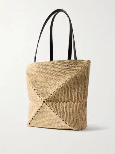 Loewe + Paula's Ibiza Puzzle Fold Medium Leather-trimmed Raffia Tote | Thumbnail 3 Loewe + Paula's Ibiza Puzzle Fold Medium Leather-trimmed Raffia Tote | Thumbnail 3