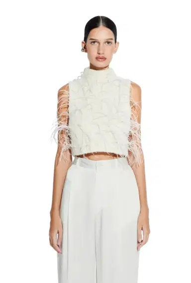LAPOINTE Knit Tank With Feathers | Thumbnail 1 LAPOINTE Knit Tank With Feathers | Thumbnail 1