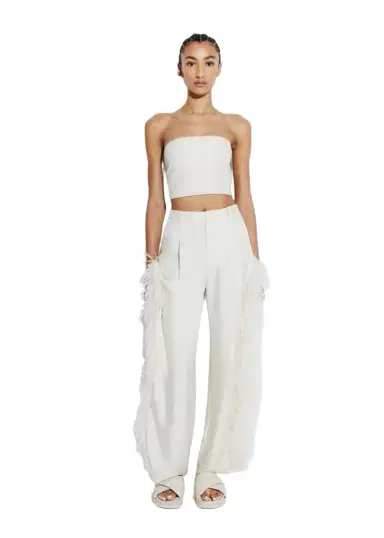 LAPOINTE Silky Twill Pleated Pant With Feathers | Thumbnail 1 LAPOINTE Silky Twill Pleated Pant With Feathers | Thumbnail 1