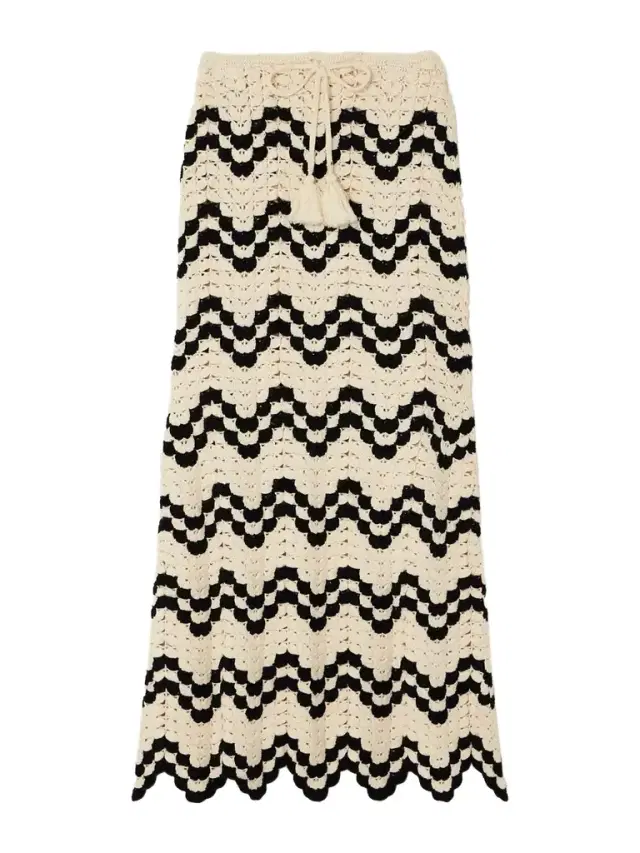 Safi Scalloped Crocheted Cotton Midi Skirt