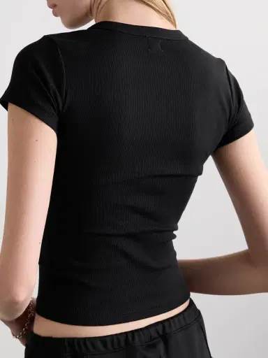 LESET Kelly Ribbed Cotton-blend Jersey T-shirt | Thumbnail 4 LESET Kelly Ribbed Cotton-blend Jersey T-shirt | Thumbnail 4