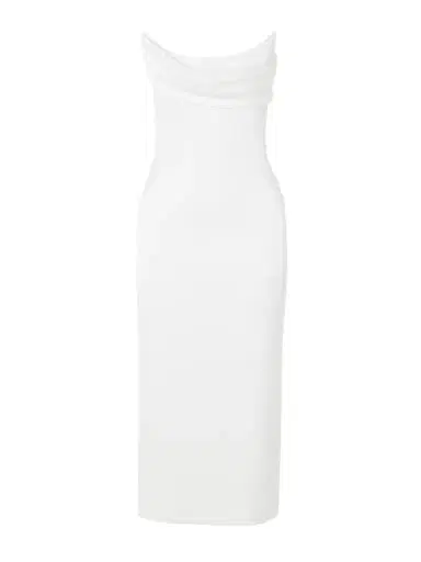 Alex Perry Strapless Draped Satin-crepe Midi Dress | Thumbnail 1 Alex Perry Strapless Draped Satin-crepe Midi Dress | Thumbnail 1