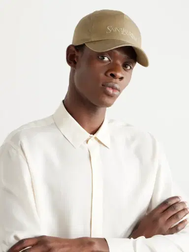Saint Laurent Embroidered Cotton And Linen-blend Gabardine Baseball Cap | Thumbnail 2 Saint Laurent Embroidered Cotton And Linen-blend Gabardine Baseball Cap | Thumbnail 2