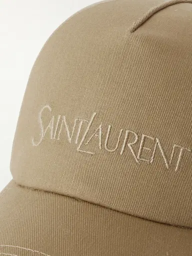 Saint Laurent Embroidered Cotton And Linen-blend Gabardine Baseball Cap | Thumbnail 4 Saint Laurent Embroidered Cotton And Linen-blend Gabardine Baseball Cap | Thumbnail 4