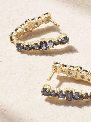 Ileana Makri Rivulet 18-karat Gold Sapphire Hoop Earrings | Thumbnail 3 Ileana Makri Rivulet 18-karat Gold Sapphire Hoop Earrings | Thumbnail 3