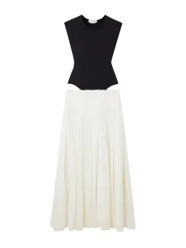 Gabriela Hearst Mina Two-tone Cutout Wool And Cashmere-blend And Pleated Wool Maxi Dress | Thumbnail 1 Gabriela Hearst Mina Two-tone Cutout Wool And Cashmere-blend And Pleated Wool Maxi Dress | Thumbnail 1
