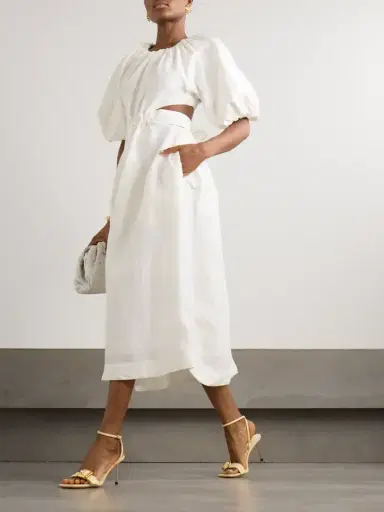 Aje Mimosa Cutout Gathered Linen-blend Midi Dress | Thumbnail 2 Aje Mimosa Cutout Gathered Linen-blend Midi Dress | Thumbnail 2