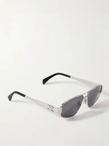CELINE Eyewear Triomphe Aviator-style Silver-tone And Acetate Sunglasses | Thumbnail 3 CELINE Eyewear Triomphe Aviator-style Silver-tone And Acetate Sunglasses | Thumbnail 3