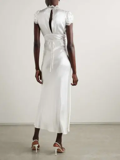 Rodarte Lace-trimmed Silk-satin Midi Dress | Thumbnail 3 Rodarte Lace-trimmed Silk-satin Midi Dress | Thumbnail 3