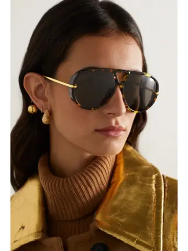 Bottega Veneta Eyewear Embellished Aviator-style Tortoiseshell Recycled-acetate And Gold-tone Sunglasses | Thumbnail 2 Bottega Veneta Eyewear Embellished Aviator-style Tortoiseshell Recycled-acetate And Gold-tone Sunglasses | Thumbnail 2