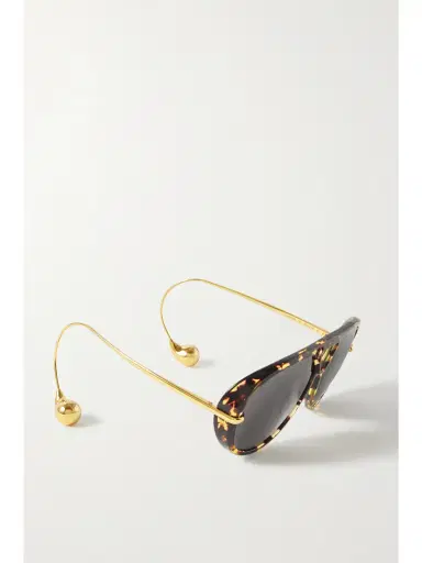 Bottega Veneta Eyewear Embellished Aviator-style Tortoiseshell Recycled-acetate And Gold-tone Sunglasses | Thumbnail 3 Bottega Veneta Eyewear Embellished Aviator-style Tortoiseshell Recycled-acetate And Gold-tone Sunglasses | Thumbnail 3