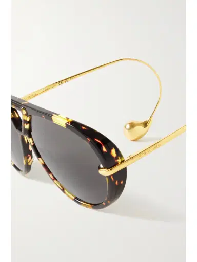 Bottega Veneta Eyewear Embellished Aviator-style Tortoiseshell Recycled-acetate And Gold-tone Sunglasses | Thumbnail 4 Bottega Veneta Eyewear Embellished Aviator-style Tortoiseshell Recycled-acetate And Gold-tone Sunglasses | Thumbnail 4