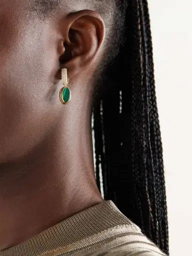 Marla Aaron 18-karat Gold Diamond, Prasiolite And Malachite Earrings | Thumbnail 4 Marla Aaron 18-karat Gold Diamond, Prasiolite And Malachite Earrings | Thumbnail 4