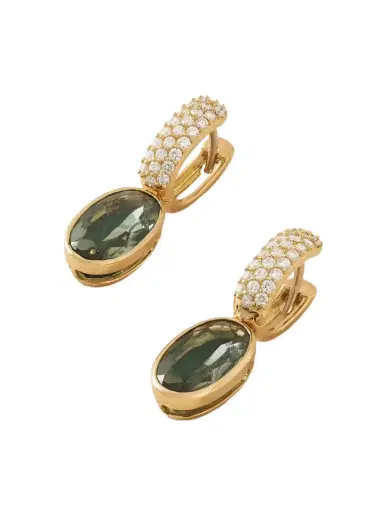 Marla Aaron 18-karat Gold Diamond, Prasiolite And Malachite Earrings | Thumbnail 1 Marla Aaron 18-karat Gold Diamond, Prasiolite And Malachite Earrings | Thumbnail 1