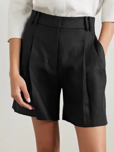 Another Tomorrow + Net Sustain Pleated Linen Shorts | Thumbnail 3 Another Tomorrow + Net Sustain Pleated Linen Shorts | Thumbnail 3