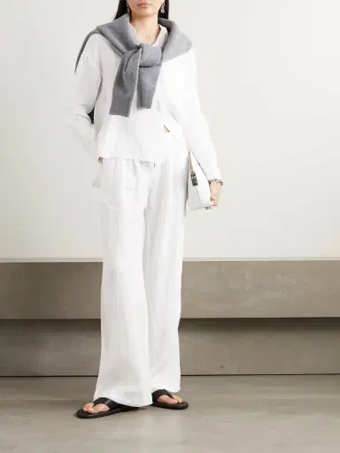 James Perse Pleated Linen Wide-leg Pants | Thumbnail 2 James Perse Pleated Linen Wide-leg Pants | Thumbnail 2