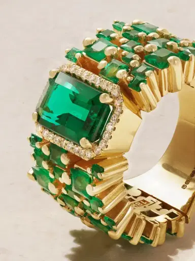 Suzanne Kalan 18-karat Gold, Emerald And Diamond Ring | Thumbnail 4 Suzanne Kalan 18-karat Gold, Emerald And Diamond Ring | Thumbnail 4