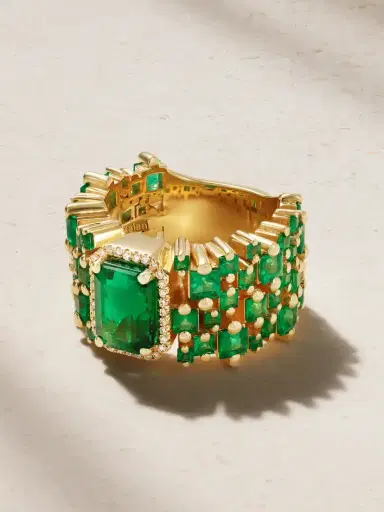 Suzanne Kalan 18-karat Gold, Emerald And Diamond Ring | Thumbnail 1 Suzanne Kalan 18-karat Gold, Emerald And Diamond Ring | Thumbnail 1