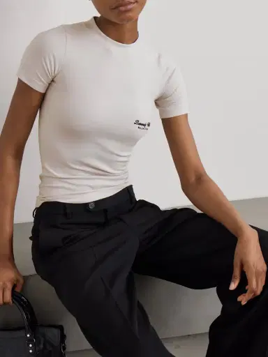 Balenciaga Embroidered Stretch-cotton T-shirt | Thumbnail 3 Balenciaga Embroidered Stretch-cotton T-shirt | Thumbnail 3