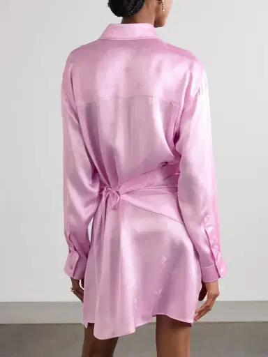 Balenciaga Draped Logo-jacquard Silk Mini Wrap Dress | Thumbnail 3 Balenciaga Draped Logo-jacquard Silk Mini Wrap Dress | Thumbnail 3