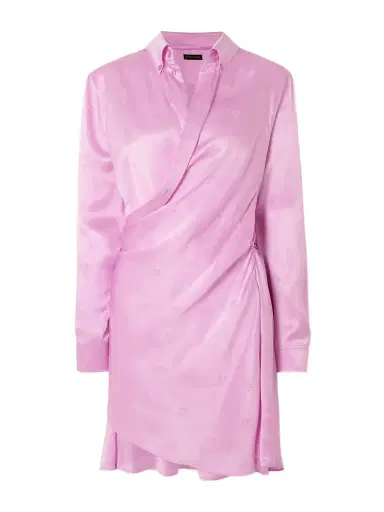 Balenciaga Draped Logo-jacquard Silk Mini Wrap Dress | Thumbnail 1 Balenciaga Draped Logo-jacquard Silk Mini Wrap Dress | Thumbnail 1