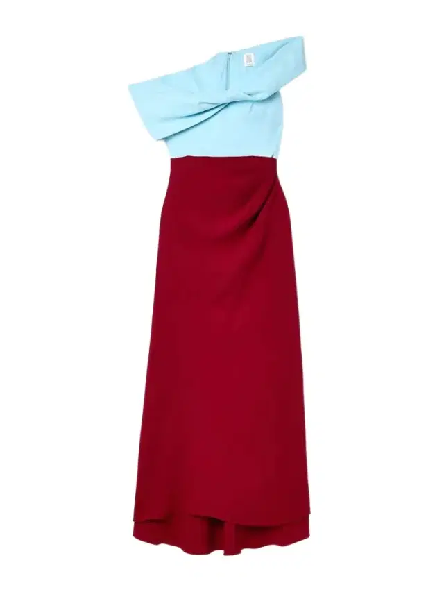 Twisted Draped Two-toned Silk-crepe Maxi Dress