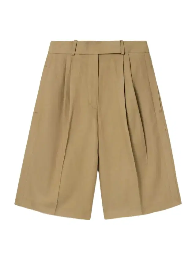 Jenny Pleated Cotton And Linen-blend Twill Shorts