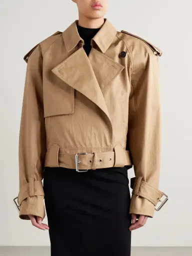 Khaite Hammond Cropped Belted Cotton-blend Twill Trench Coat | Thumbnail 3 Khaite Hammond Cropped Belted Cotton-blend Twill Trench Coat | Thumbnail 3