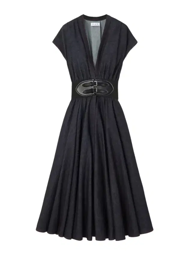 Belted Denim Midi Wrap Dress