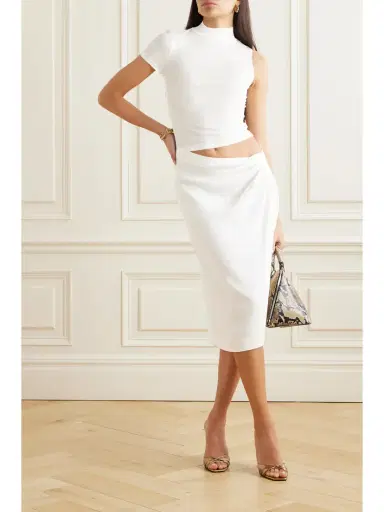 Christopher Esber Fusion Cutout Ribbed Stretch-jersey And Faille Midi Dress | Thumbnail 2 Christopher Esber Fusion Cutout Ribbed Stretch-jersey And Faille Midi Dress | Thumbnail 2