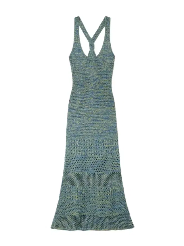 Twist-back Pointelle-knit Cotton Maxi Dress