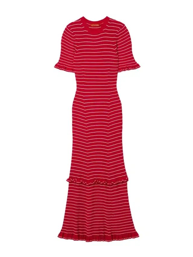 Delpini Ruffled Striped Ribbed-knit Midi Dress